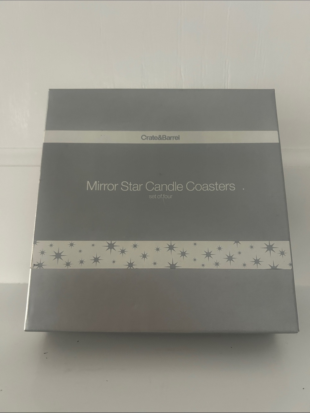Crate&Barrel Silver Mirror Star Candle Coaster Set